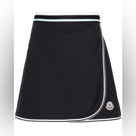 MONCLER Wraparound Mini Skirt logo-patch wrap tennis skirt Small S New NWT - Picture 6 of 15